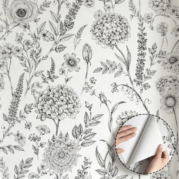 Lemon Goldfinch Floral Wallpaper Vintage Farmhouse Rustic Peel and ...