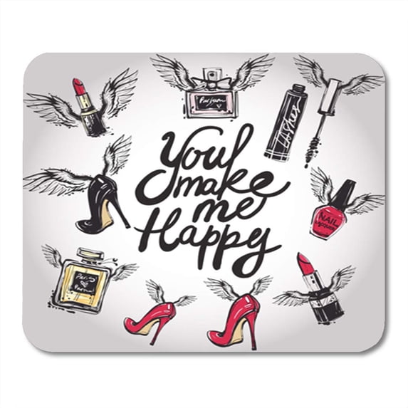 Sketch Flying You Make Me Happy Red Heels Black Mousepad Mouse Pad Mouse Mat 9x10 inch
