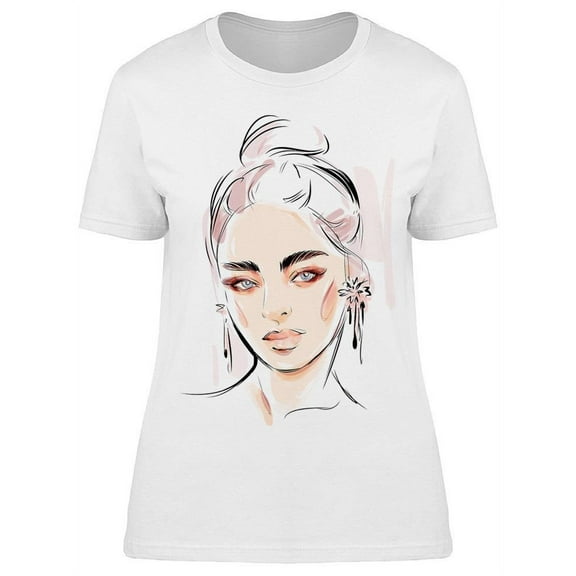 Sketch: Gorgeous Woman T-Shirt Women -Image by Shutterstock, Female Medium