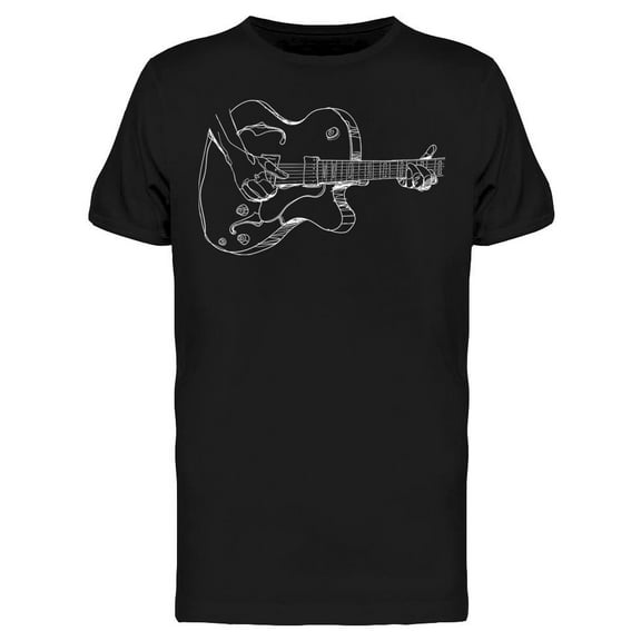 Sketch. Hands Playing Guitar T-Shirt Men -Image by Shutterstock, Male Medium