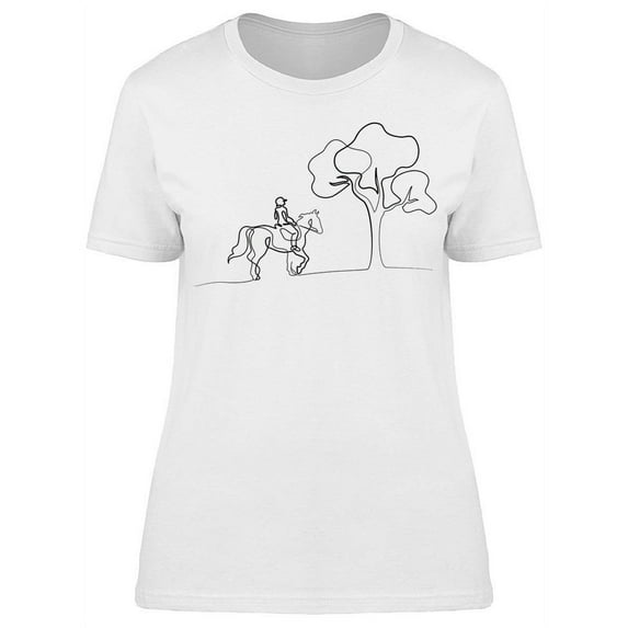 Sketch, Horse And Rider T-Shirt Women -Image by Shutterstock, Female 3X-Large
