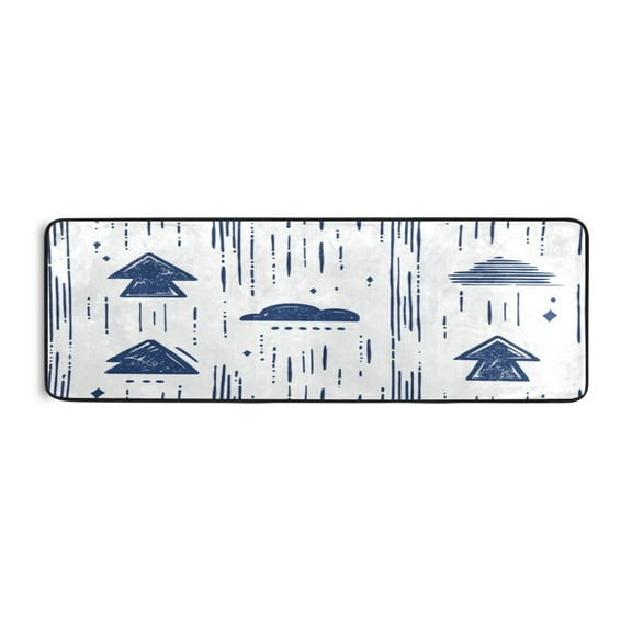 Sketch Icon 72x24" Runner Rug, Non-Slip Memory Foam Cushion, Anti-Crease for Hallways and Bedrooms