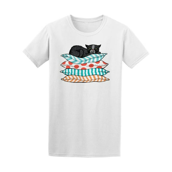 Sketch Lazy Sleeping Black Cat Tee Men's -Image by Shutterstock