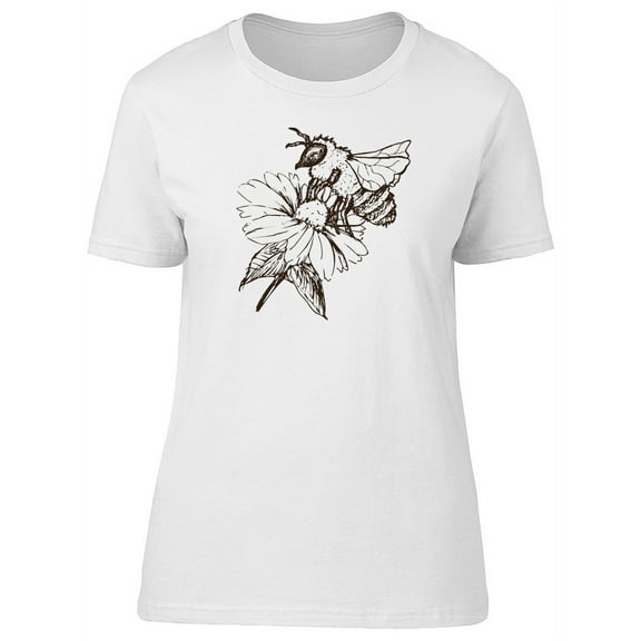 Sketch Of A Bee On A Flower T-Shirt Women -Image by Shutterstock, Female Large