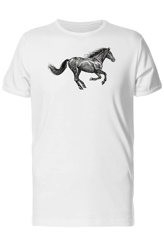 Sketch Of A Black Horse Running Tee Men's -Image by Shutterstock