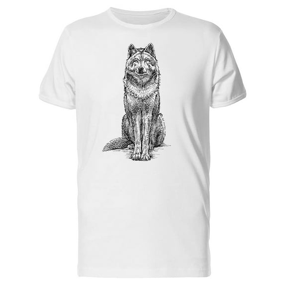 Sketch Of A Sitting Wolf, Male XX-Large