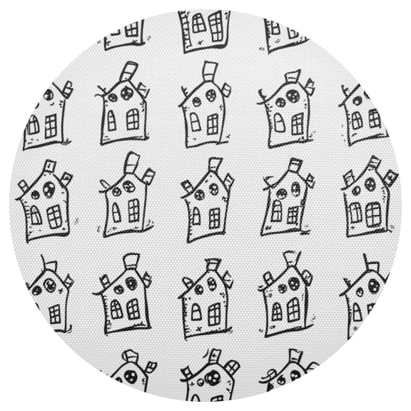 Sketch Of A Small House 15.4in Diameter PVC Plate Mat, Heat-Resistant and Cuttable, Kitchen Decor