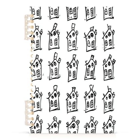 Sketch Of A Small House A5 8.3x5.7in PP Notebook, Adjustable Rings, 60 Sheets, Diary or Journey Note