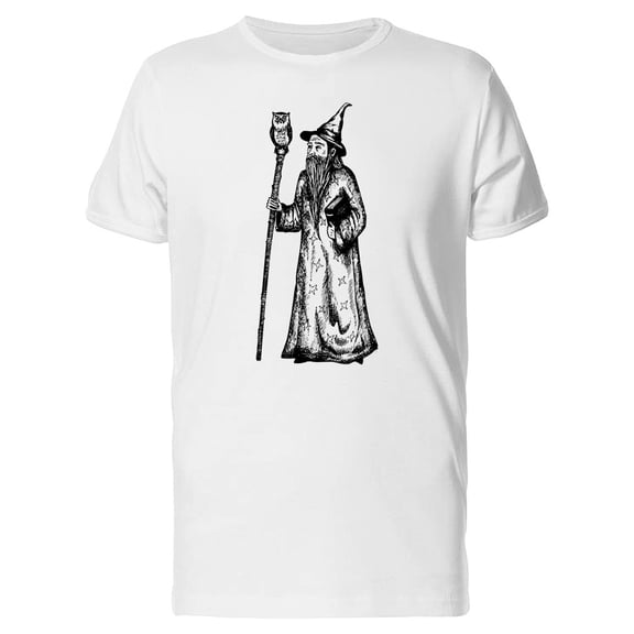 Sketch Of A Wizard With Staff T-Shirt Men -Image by Shutterstock, Male XX-Large