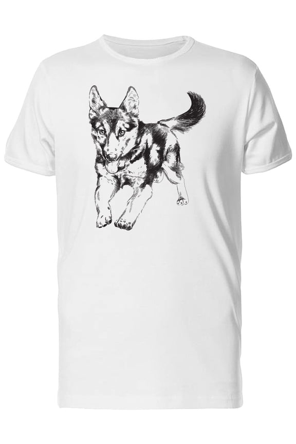 Sketch Of German Shepherd Puppy T-Shirt Men -Image by Shutterstock, Male x-Large
