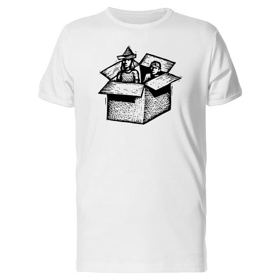 Sketch Of Kids Playing In Box Tee Men's -Image by Shutterstock