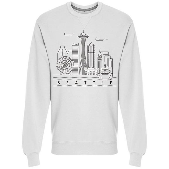 Sketch Of The City. Seattle Sweatshirt Men -Image by Shutterstock, Male Large
