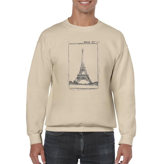 Sketch Of The Eiffel Sweatshirt Men -Ethan Harper Designs, Male x-Large