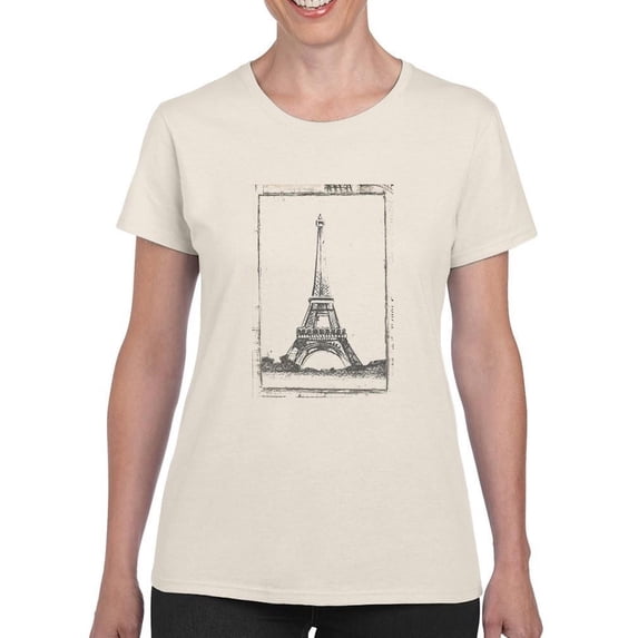 Sketch Of The Eiffel T-Shirt Women -Ethan Harper Designs, Female Medium