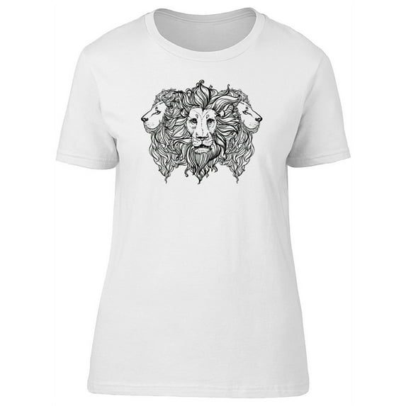 Sketch Of Three Lions Head T-Shirt Women -Image by Shutterstock, Female x-Large