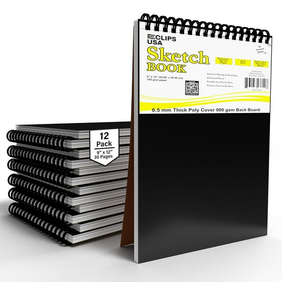 Sketch Pad, Sketch Book 30 Sheets 12 Pack, Drawing Pad, Sketchbook For Drawing, Art Sketchbook, 9 x 12 Top Spiral Bound, Left & Right Handed, Perforated Edge, 120 Gsm, 30 sheets 9" x 12" - 12 Pack