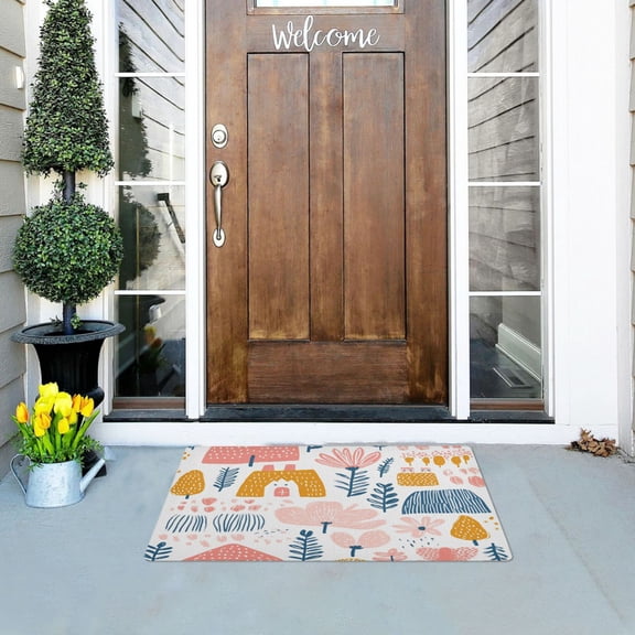 Sketch Pattern Outdoor Doormats NonSlip Bath Rugs Absorbent Muddy Dirt Resist Door Mats 32''x20''
