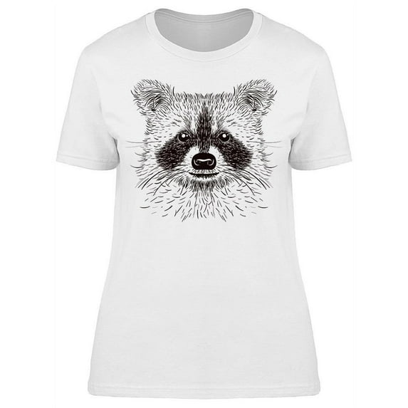 Sketch Raccoon Face T-Shirt Women -Image by Shutterstock, Female XX-Large