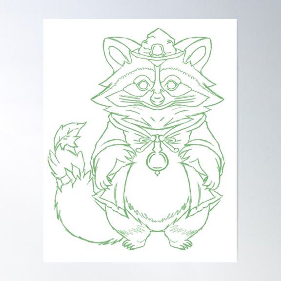 Sketch Series - Magic Racoon Poster Wall Art, Modern Wall Decor For Living Room Bedroom, 12x18 UNFRAMED