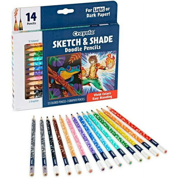 Sketch & Shade Doodle Pencils, Multi Color - Pack of 14