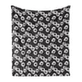 thumbnail image 1 of Sketch Soft Flannel Fleece Blanket, Composition of a Detailed Artwork of Poppy Flowers on a Spotted Background, Cozy Plush for Indoor and Outdoor Use, 70" x 90", Charcoal Grey White, by Ambesonne, 1 of 5