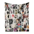 thumbnail image 1 of Sketch Soft Flannel Fleece Throw Blanket, Collage with Freehand Drawings Portraits of Woman Faces Abstract Image, Cozy Plush for Indoor and Outdoor Use, 60" x 80", White Black Red, by Ambesonne, 1 of 5