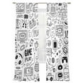 thumbnail image 1 of Sketch Style Sheer Curtains 84 Inch Long 2 Panels, Simple Computer Game Console Lines Light Filtering Rod Pocket Semi Sheer Curtains, Sheer Voile Drapes for Living Room Bedroom, 52"x84", 1 of 5