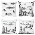 thumbnail image 1 of Ambesonne Sketch Throw Pillow Cover 4 Pack, Mountains and Spring Trees, 16", Grey White, 1 of 2