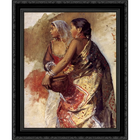 Sketch ' Two Nautch Girls 20x24 Black Ornate Wood Framed Canvas Art by Weeks, Edwin Lord