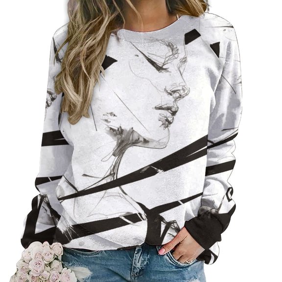 Sketch Women's Floral Printed Sweatshirt Long Sleeve Crewneck Casual Loose Vintage Graphic Pullover Tops