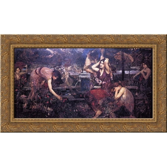 Sketch for Flora and the Zephyrs 24x14 Gold Ornate Wood Framed Canvas Art by John William Waterhouse