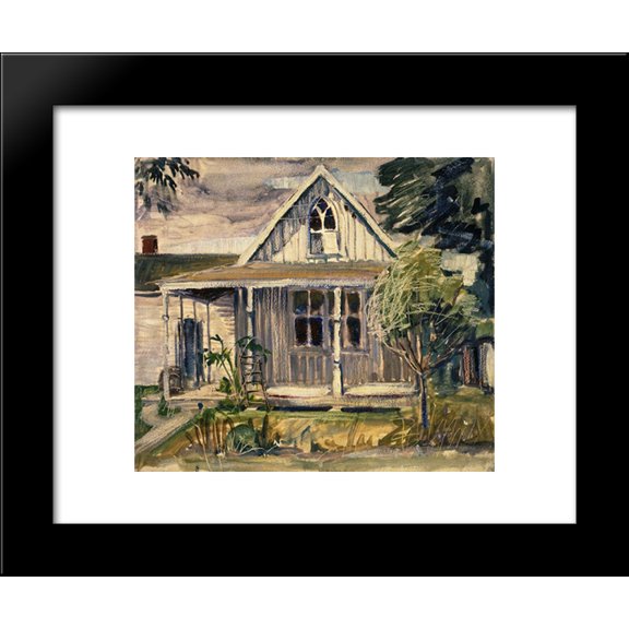 Sketch for house in American Gothic 20x24 Framed Art Print by Grant Wood