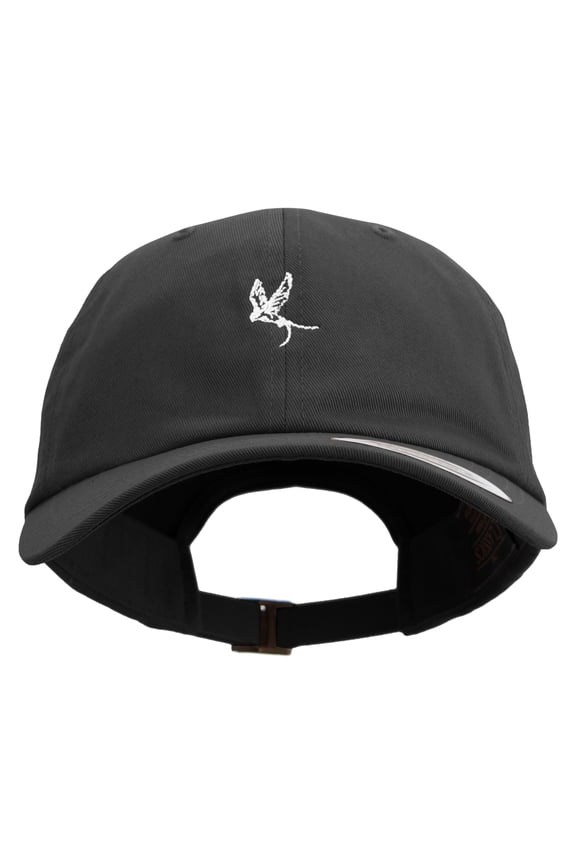 Sketch of Flying Swallow Embroidered Dad Style Unstructured Low Profile 6 panel Cotton Cap - Black OSFM