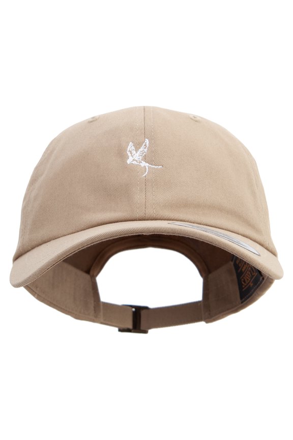 Sketch of Flying Swallow Embroidered Dad Style Unstructured Low Profile 6 panel Cotton Cap - Khaki OSFM