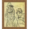thumbnail image 1 of Sketch of a Lady with Striped Dress and Hat and of Another Lady, Half-Figure 28x34 Large Gold Ornate Wood Framed Canvas Art by Vincent van Gogh, 1 of 2