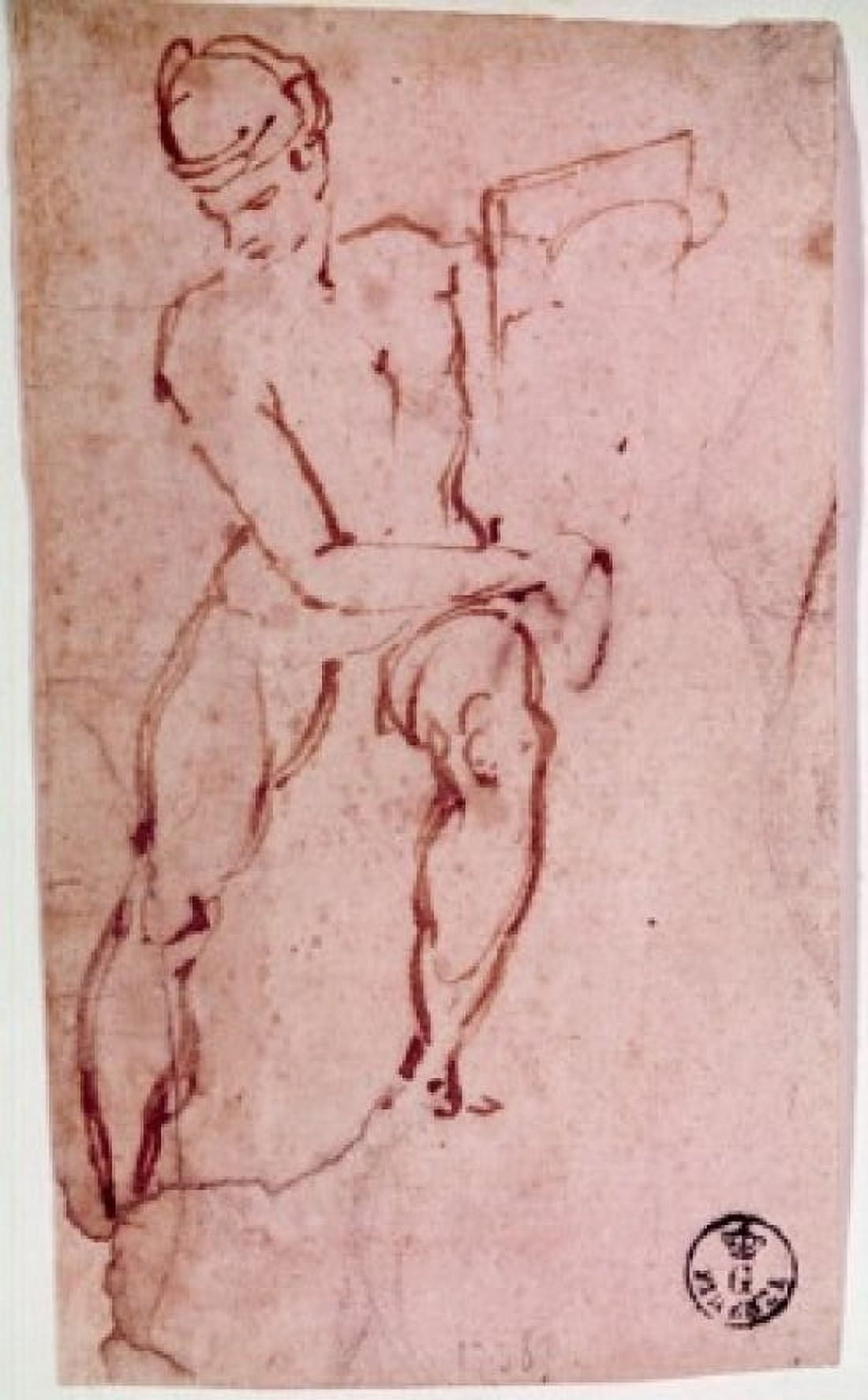 Sketch of a Man by Michelangelo Buonarroti drawing (1475-1564) Italy Florence Galleria degli Uffizi Canvas Art - Michelangelo Buonarroti (24 x 36)