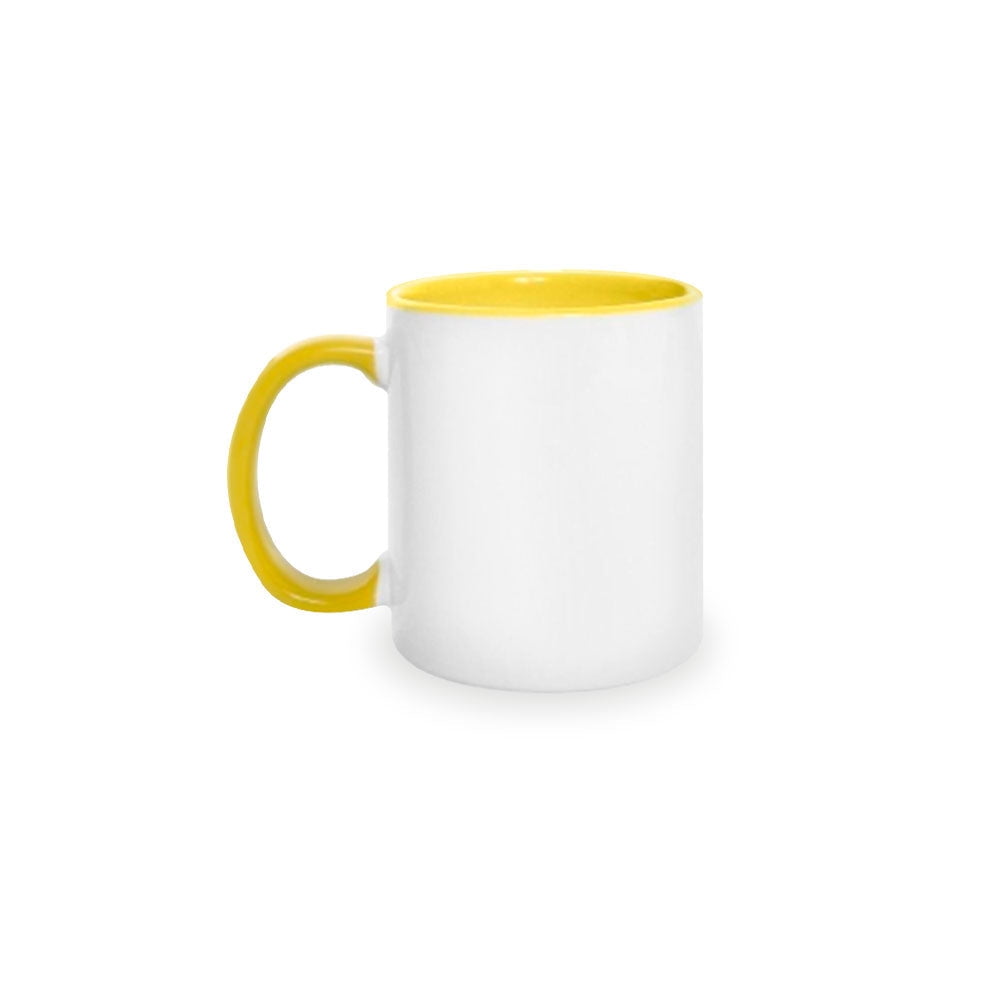 Café Pilon Inspired 11 Oz Mug With Yellow Handle & Interior 