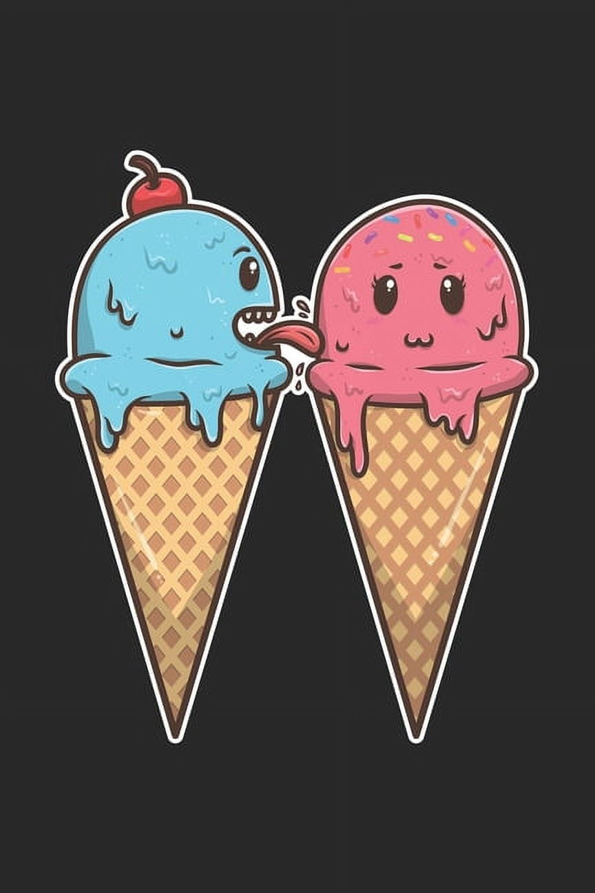 Sketchbook: 109 Pages A5 (6 x 9 Inch) - Framed Pages - Great Gift for Kids and Friends - A Great Gift Idea for the First Day of School - Cute Kawaii Funny Ice Cream Licks Ice (Paperback)