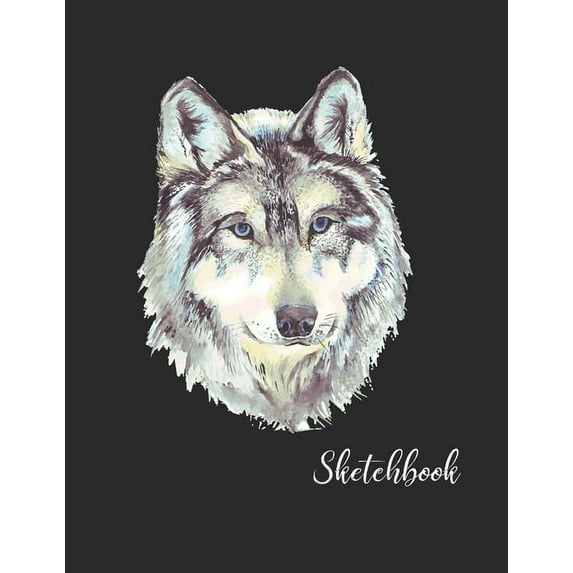 Sketchbook: Activity Sketch Book Watercolor Abstract Painting Instruction Large 8.5 x 11 Inches with 110 Pages (Wolf Sketchbook Cover) (Paperback)