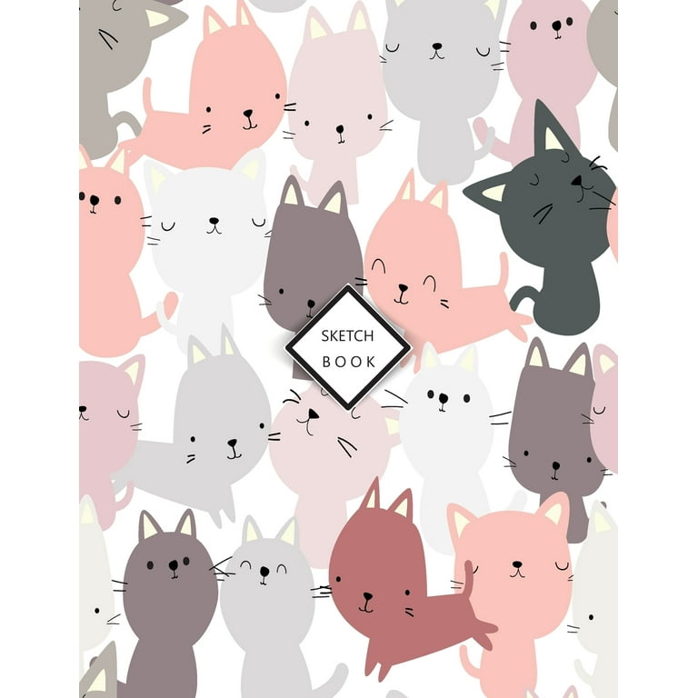 Sketchbook: Cute Cats Kawaii Large Sketch book and Notebook for Girls  Sketching