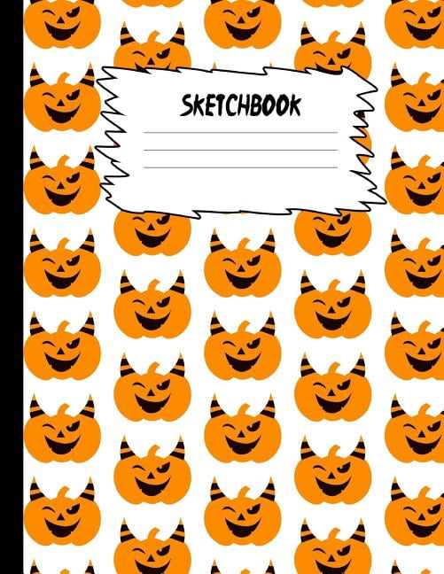 Sketchbook: Halloween Sketch Book for Kids: Orange Pumpkin Demon Horn Large Drawing Paper with 80 Pages (8.5" x 11") for Sketching & to Draw for Boys & Girls (Paperback)