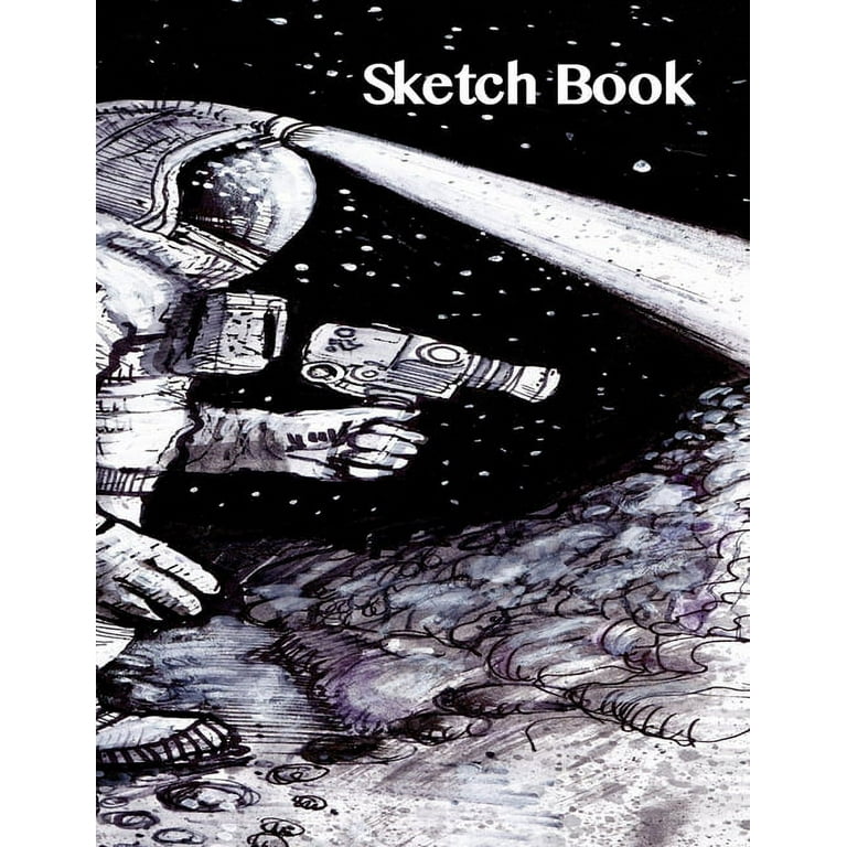 Sketchbook: Humans Exploring Space Theme Cover Paint Drawing and