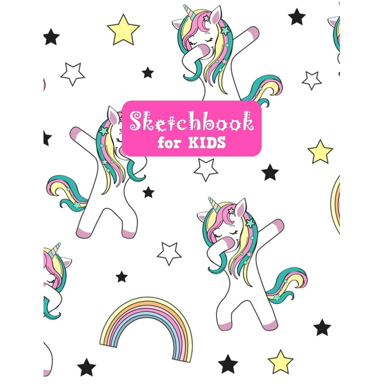 Sketchbook: Cute Unicorn Drawing Sketchbook for girls (Size 8.5 x 11) Large  Kawaii Notebook for Doodling and Sketching