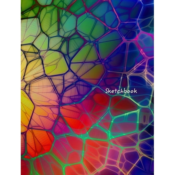 Sketchbook: Large Colorful Abstract Polygon Design Drawing Book (Hardcover)
