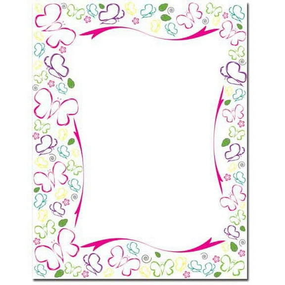 Sketched Butterflies Letterhead Laser & Inkjet Printer Paper, 25 Sheets per Pack