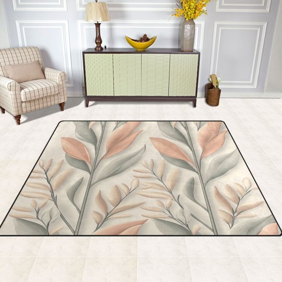 Sketched Grass 63''x48'' Plush Memory Foam Bath Mat, Soft, Absorbent, Non Slip, Durable