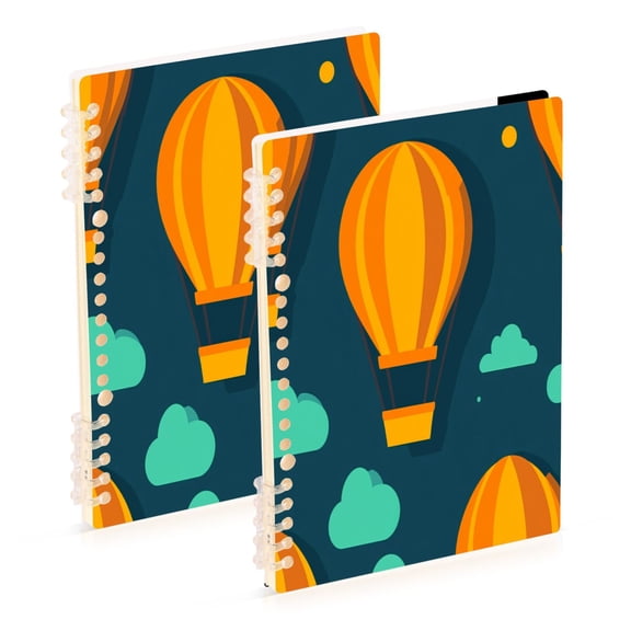 Sketched Hot Air Balloon 2-Piece A5 PP Notebooks, Adjustable Rings, 80g Paper, Diary Set