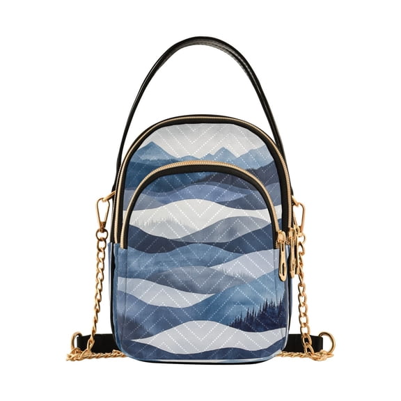 Sketched Mountains Women's Crossbody Handbags Leather Crossbody Bags Fanny Pack Chest Bag for Travel