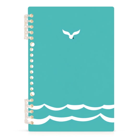 Sketched Seagull A5 8.3x5.7in PP Notebook, Adjustable Rings, 60 Sheets, Diary or Journey Note