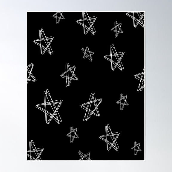 Sketched Star Print - Black Poster Wall Art, Modern Wall Decor For Living Room Bedroom, 8x12 UNFRAMED